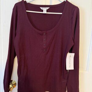 Athleta Signature Rib Henley Spiced Cabernet